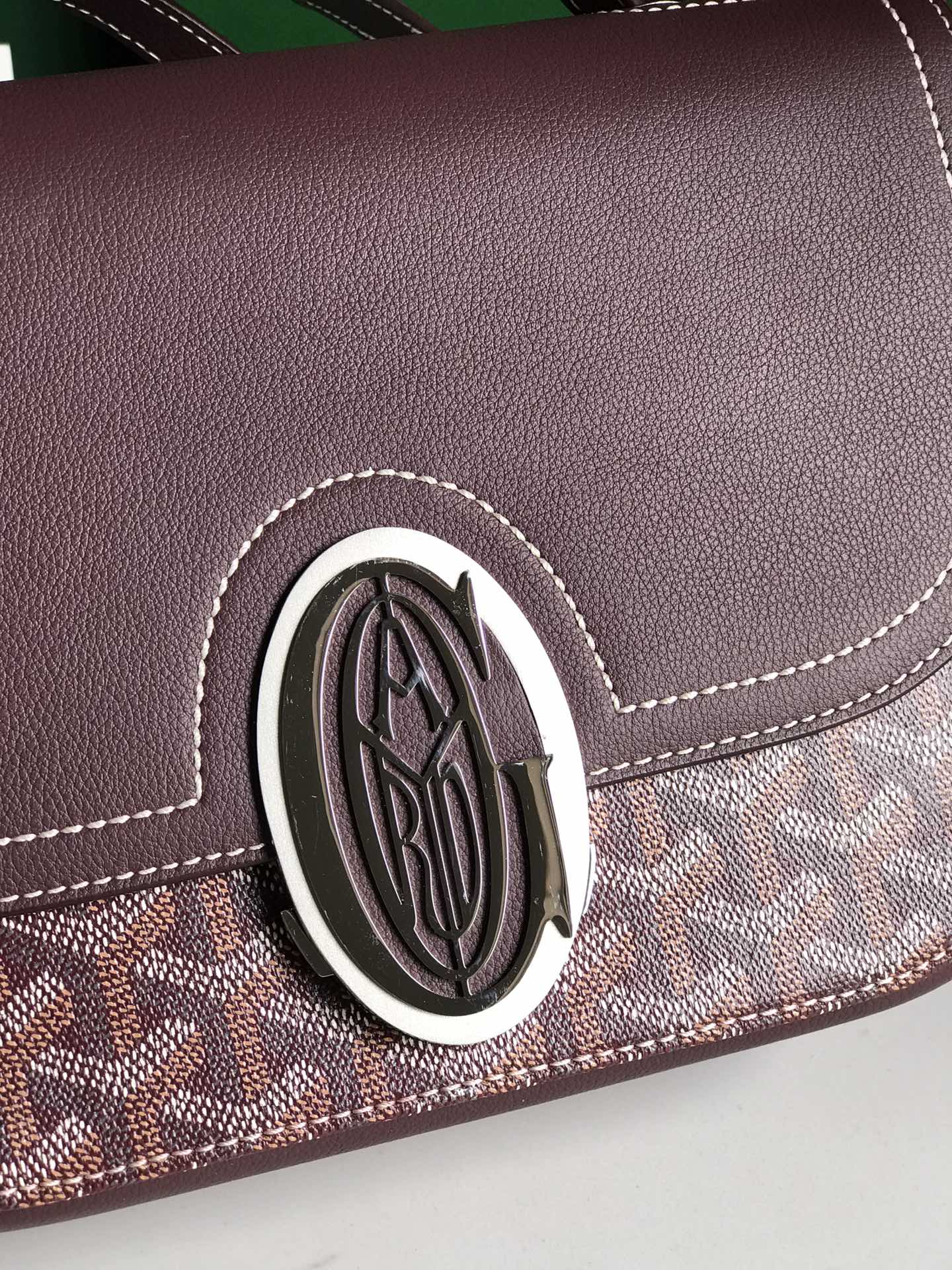 Goyard 233 Bag Wine Red Calfskin And Goyardine Canvas 25cm