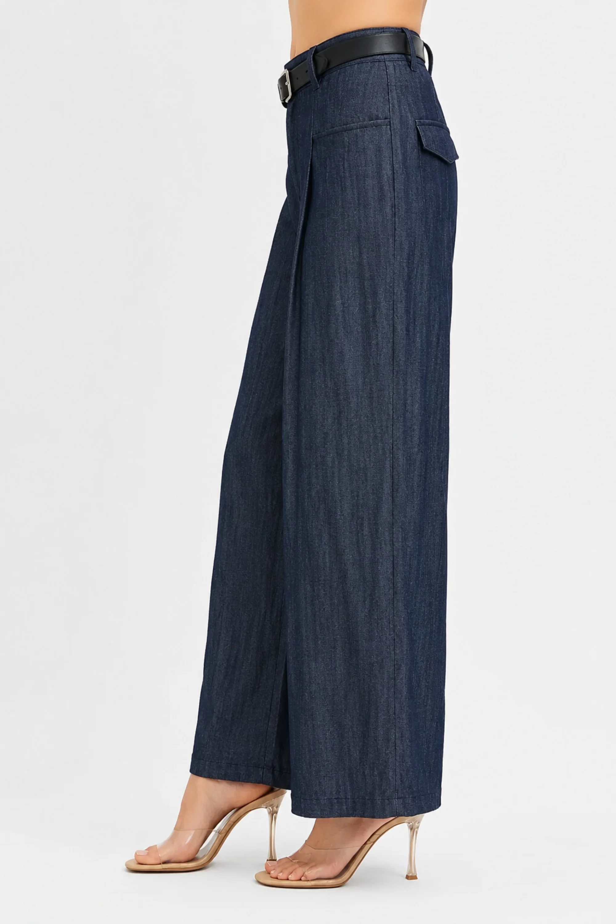 Indigo Denim Wide-Leg Pants