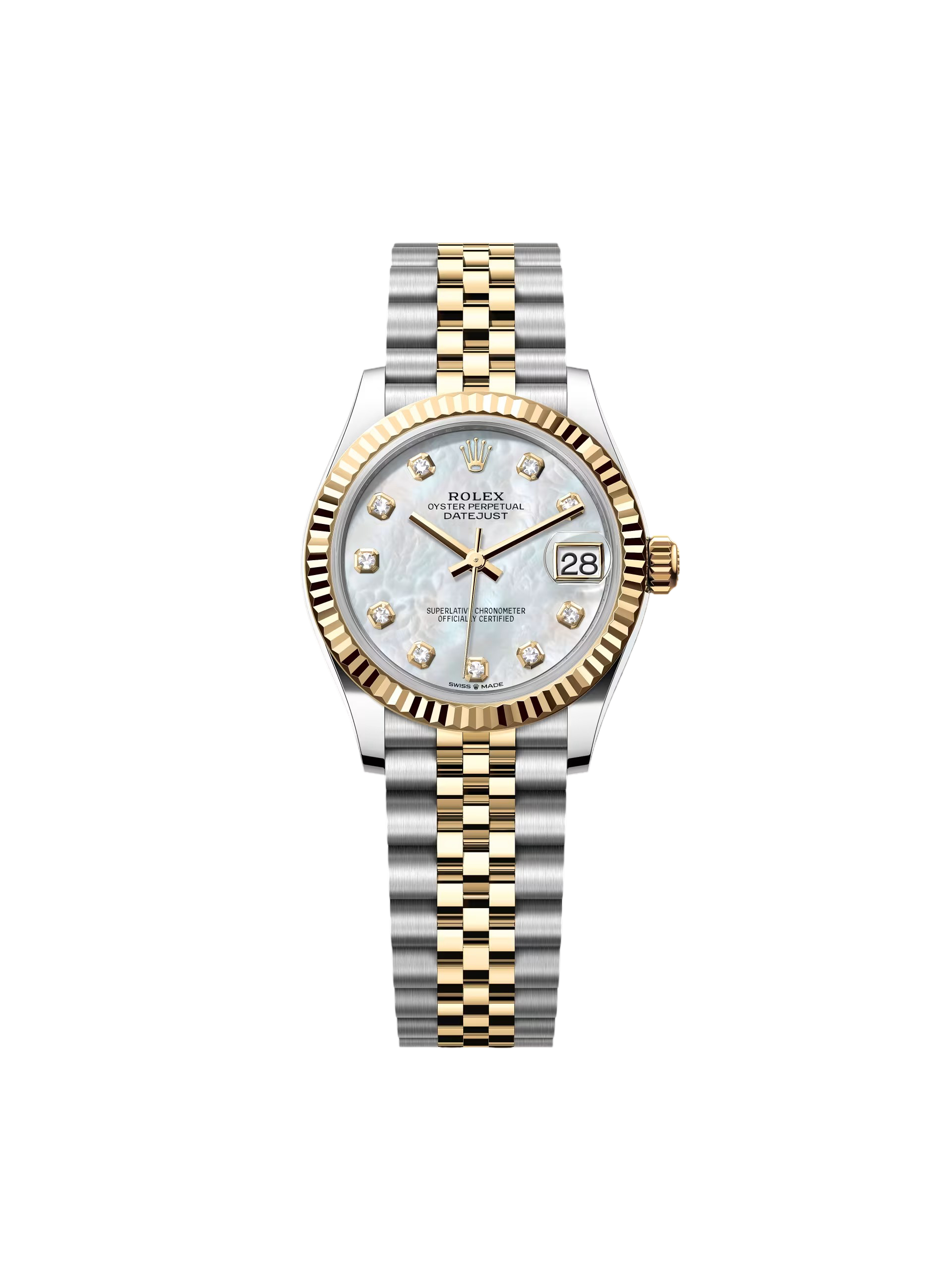 Rolex Datejust m278273-0027/0028 31mm White Mother-of-Pearl Dial Stainless Steel and Yellow Gold Oyster Watch