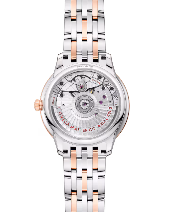Omega De Ville Prestige 34 mm Silver Dial Stainless Steel and Sedna™ 18k Rose Gold Bracelet 434.20.34.20.02.001
