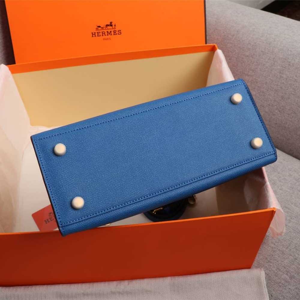 Hermès Kelly Sellier 25 Epsom Gold Hardware Dark Blue 25Cm