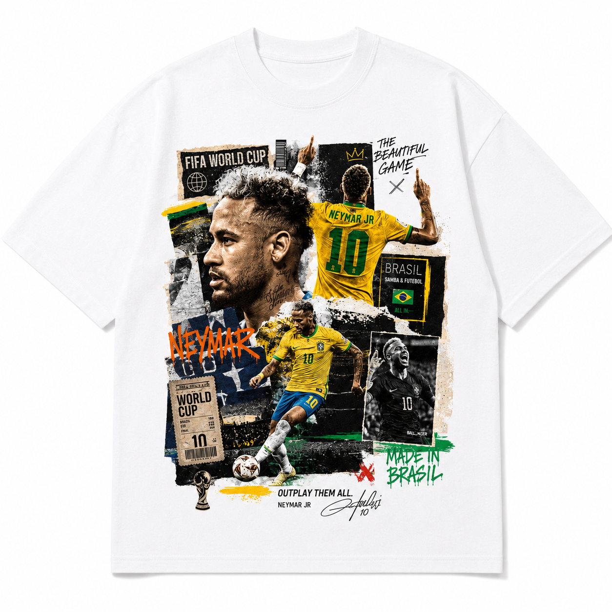 Neymar World Cup Printed T-Shirt  Unisex Loose Fit T-Shirt 100% Cotton Soft Comfortable Summer Casual Printed Top