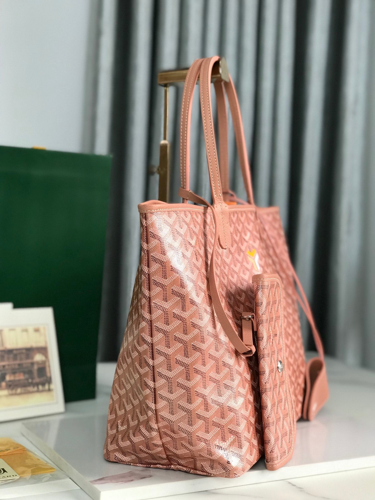 Goyard Saint Louis Pm 34cm Manhattan Pink Goyardine Canvas And Calfskin