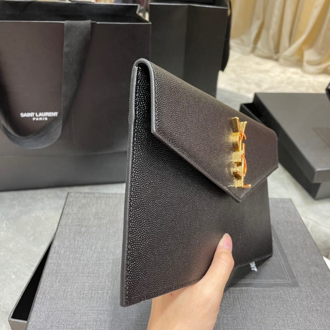 Saint Laurent Uptown Pouch In Grain De Poudre Embossed Leather