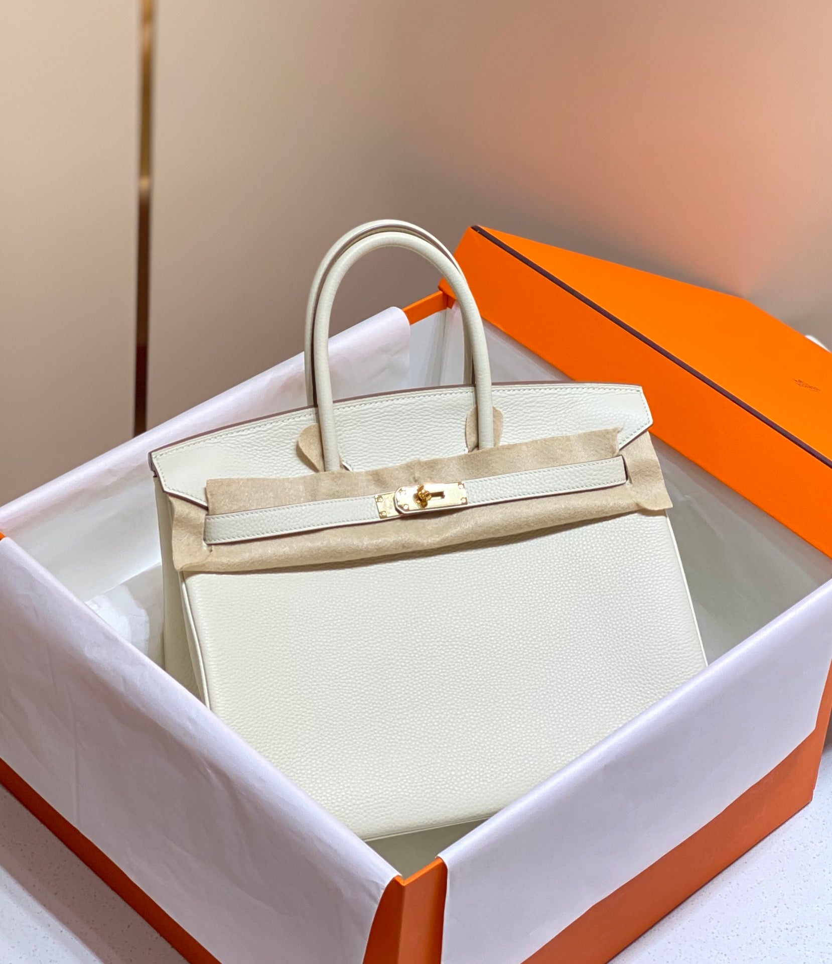 Hermes Birkin 35Cm Bag White Togo Gold Hardware