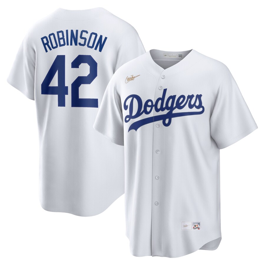 Jackie Robinson Brooklyn Dodgers Home Cooperstown Collection Player Jersey White