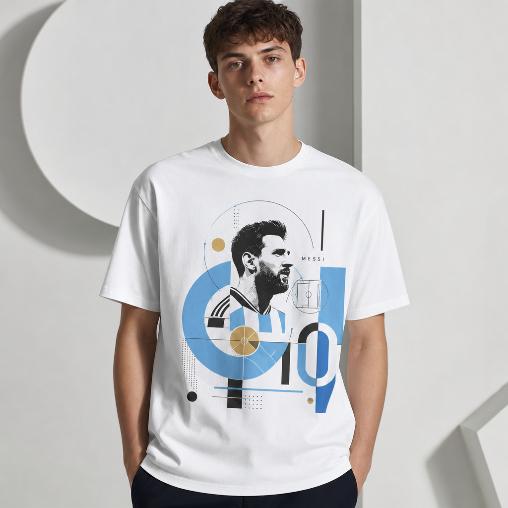 Messi World Cup Printed T-Shirt Unisex Loose Fit T-Shirt 100% Cotton Soft Comfortable Summer Casual Printed Top