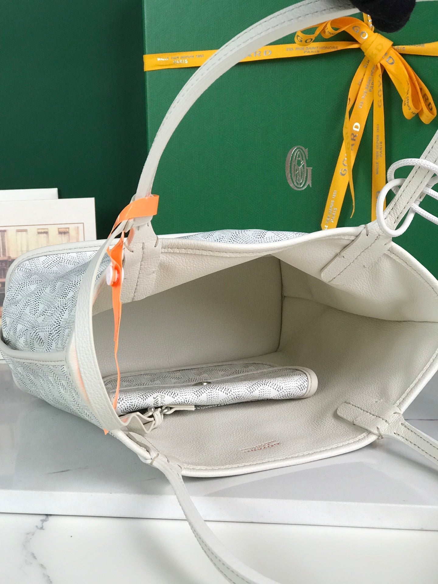 Goyard Anjou Mini Bag 20cm White Calfskin And Goyardine Canvas
