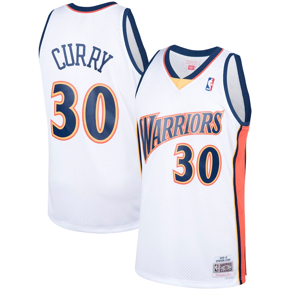 Men's Golden State Warriors Stephen Curry Mitchell & Ness White Hardwood Classics Swingman Jersey
