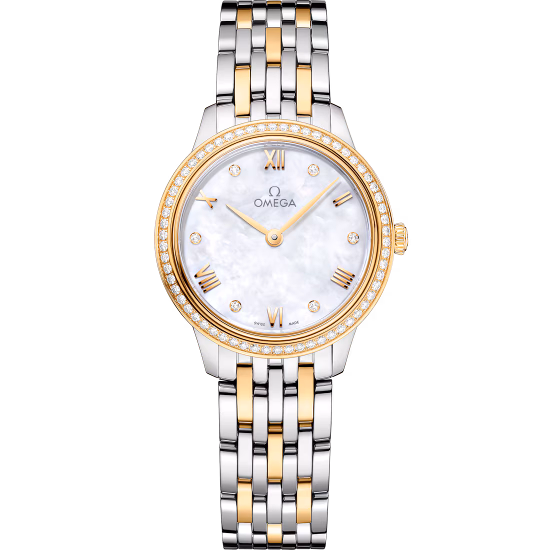 Omega De Ville Prestige, 18k Yellow Gold, Stainless Steel and Diamond-set, 27.5mm Quartz 434.25.28.60.55.001