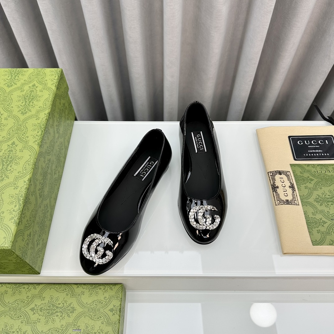 Gucci Crystal Gg Women’S Ballet Flat Black