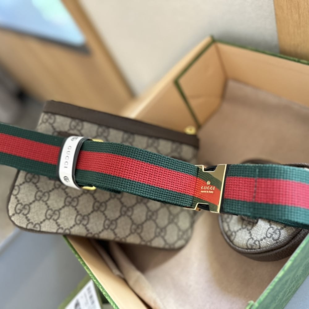 Gucci Ophidia Heart Utility Belt Beige Ebony Gg Supreme 20cm 698805 96iwg 8745gg