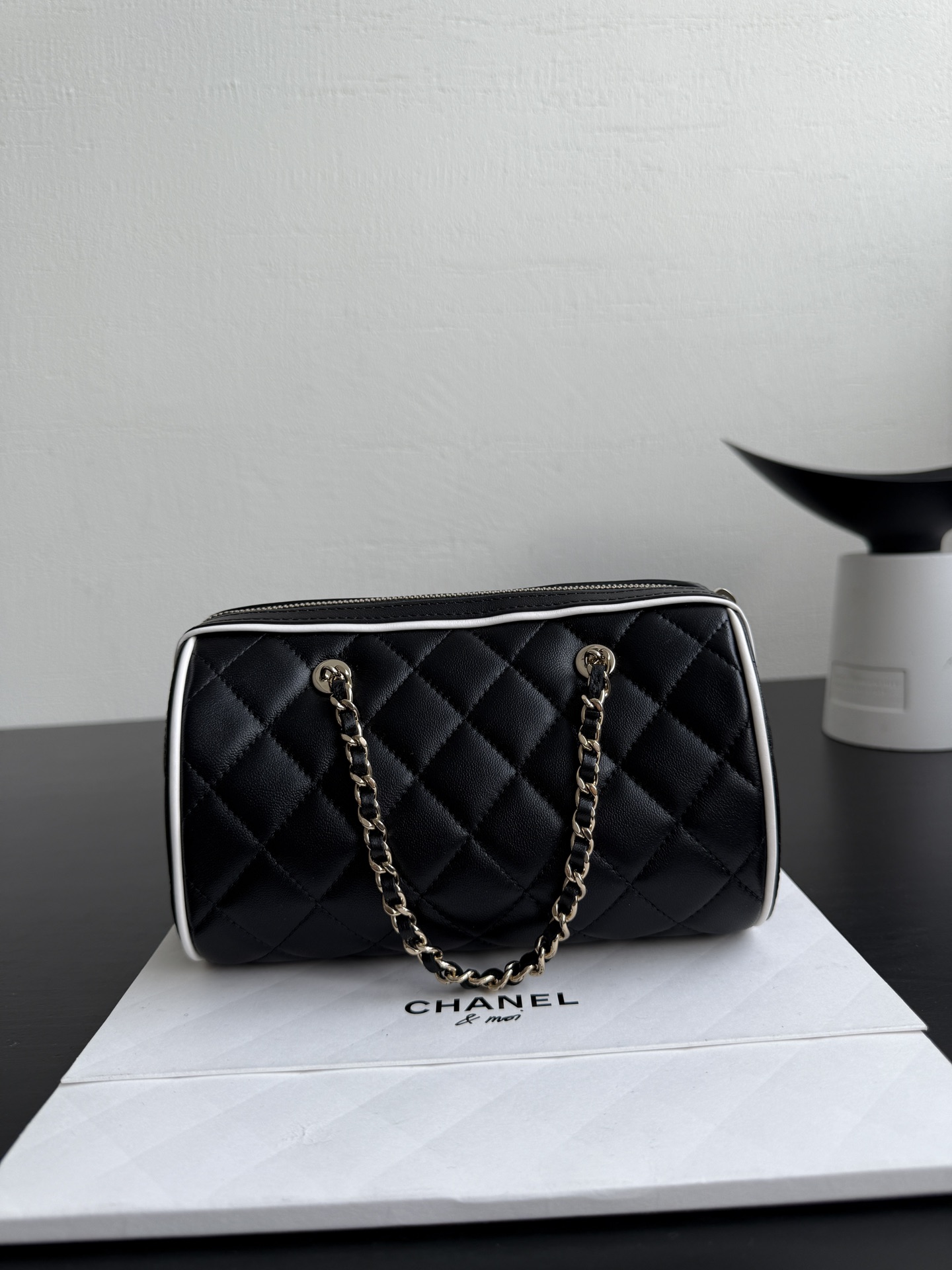 Chanel Spring Summer 2025 Pre-collection Clutch With Chain Lambskin Black 18.5cm/ 7.3inches