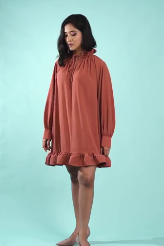 Salmon Ruffle Tunic Dress