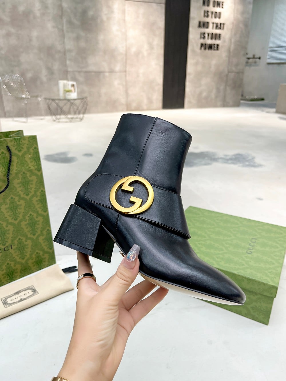 Gucci Blondie Women’S Ankle Boot Leather Black 700016C9D001000
