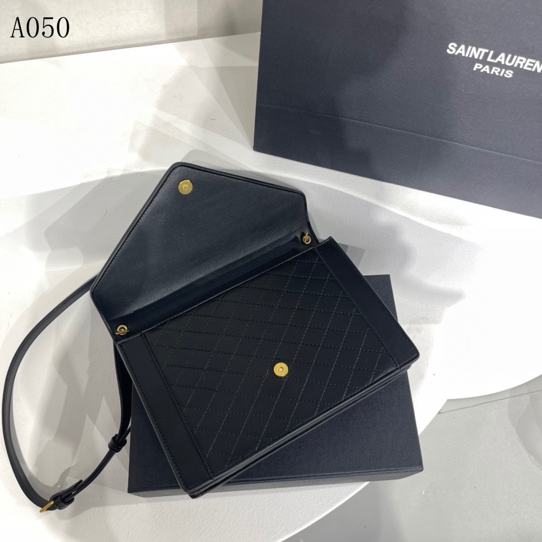 Saint Laurent Gaby Satchel In Quilted Black Gold 26Cm