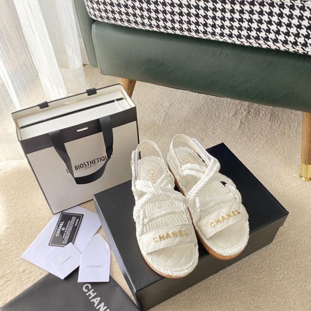 Chanel Rope Sandals Strap White