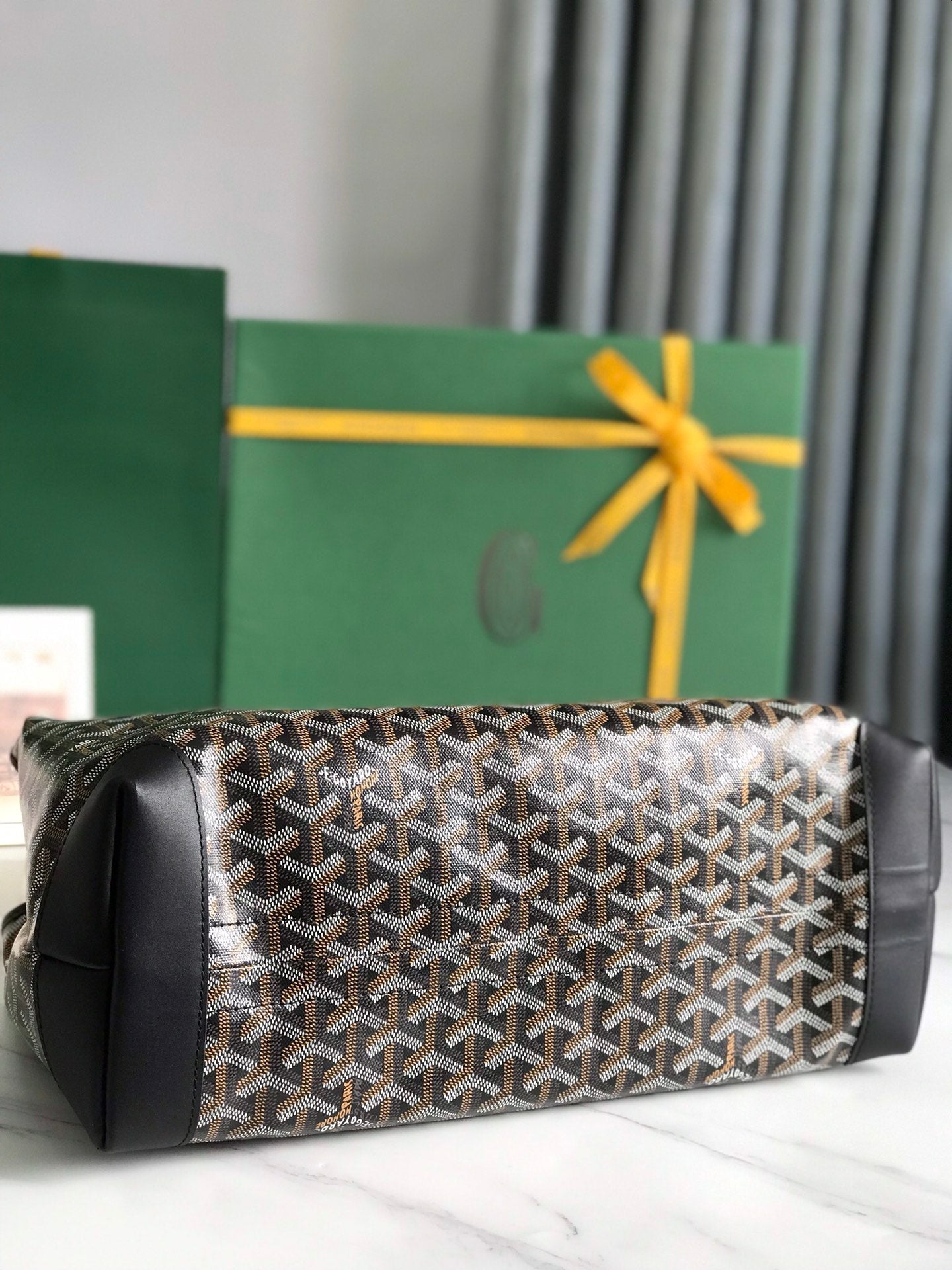 Goyard Bellechasse Biaude Pm Bag 36 Cm Black Goyardine Canvas And Calfskin Trim