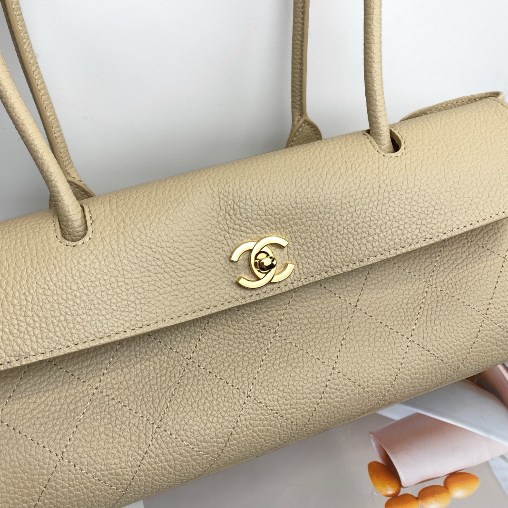 Chanel Urban Essential Tote Light Beige Caviar Gold Hardware 30cm/11.8in