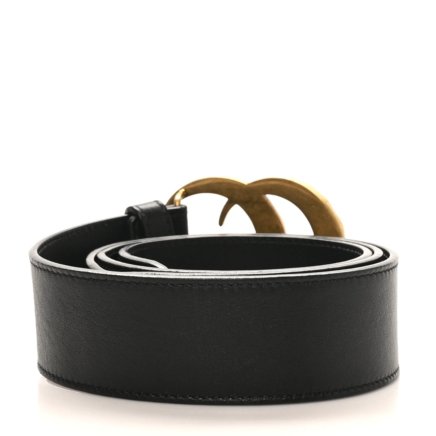 Moon Calfskin Pearl Double G 40mm Belt 90 36 Black Cream