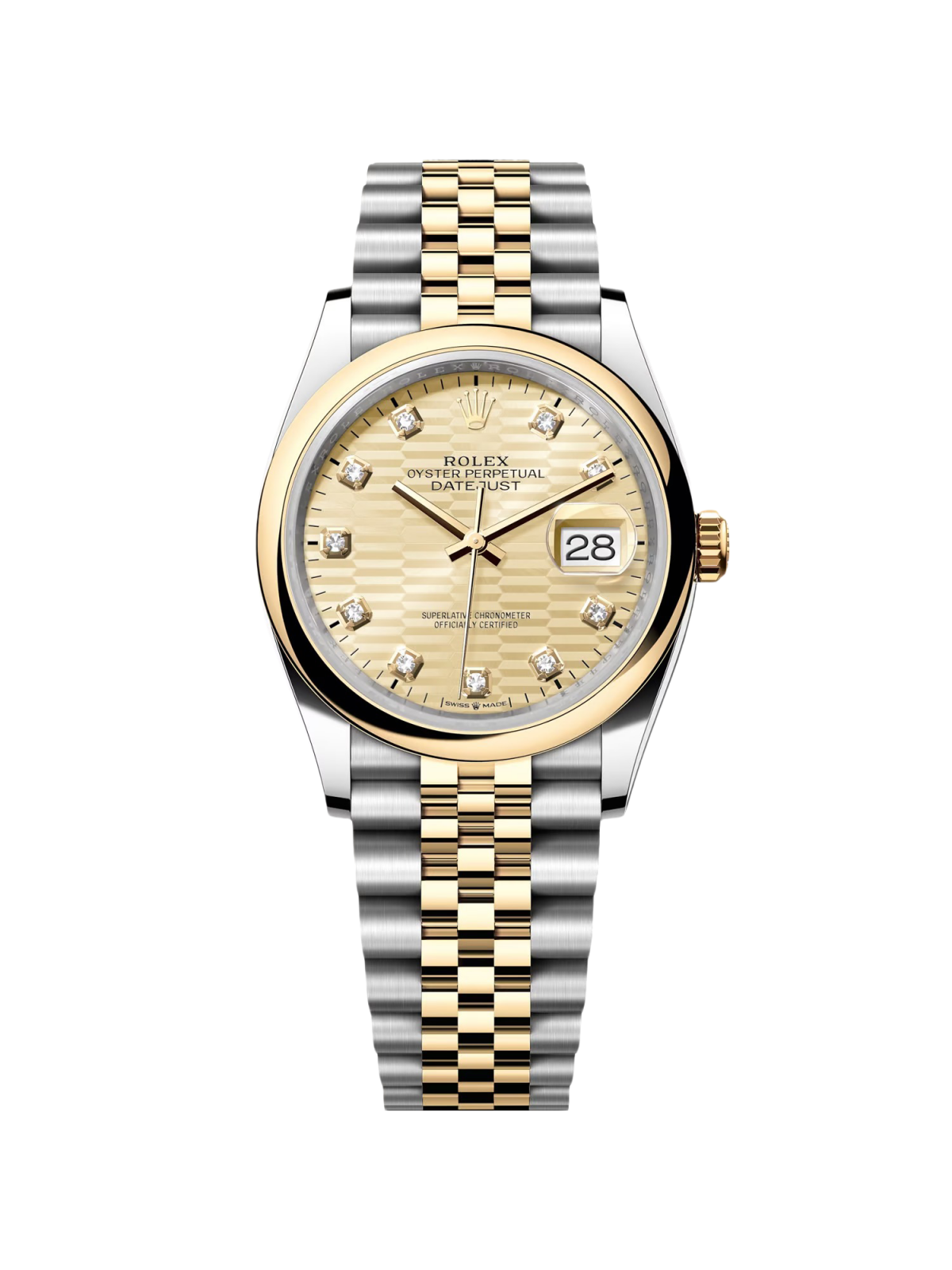 Rolex  Datejust 36mm 126203 Golden Fluted Dial Domed Bezel Oyster Bracelet
