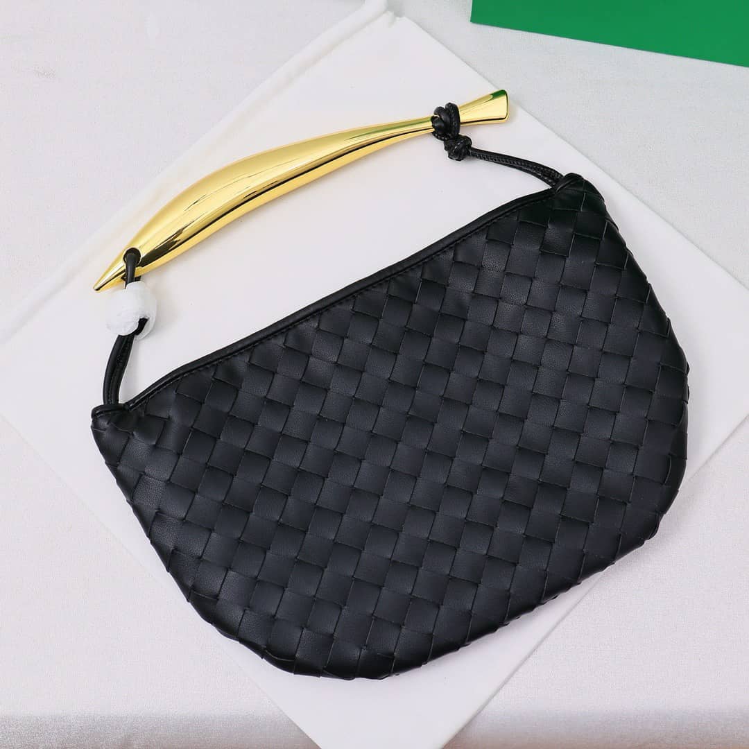 Bottega Veneta Sardine Handle Bag Black 33Cm