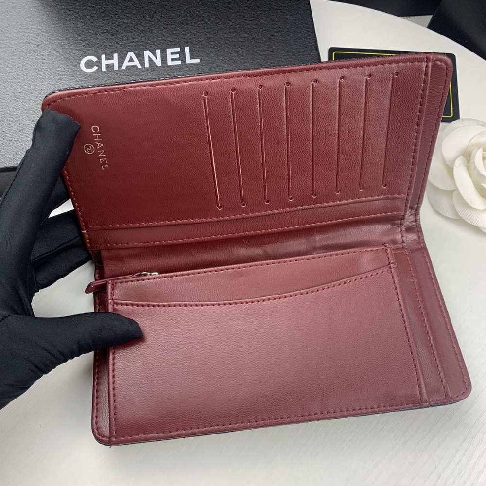 Chanel Black Caviar Leather Classic Long Flap Wallet 19.5Cm