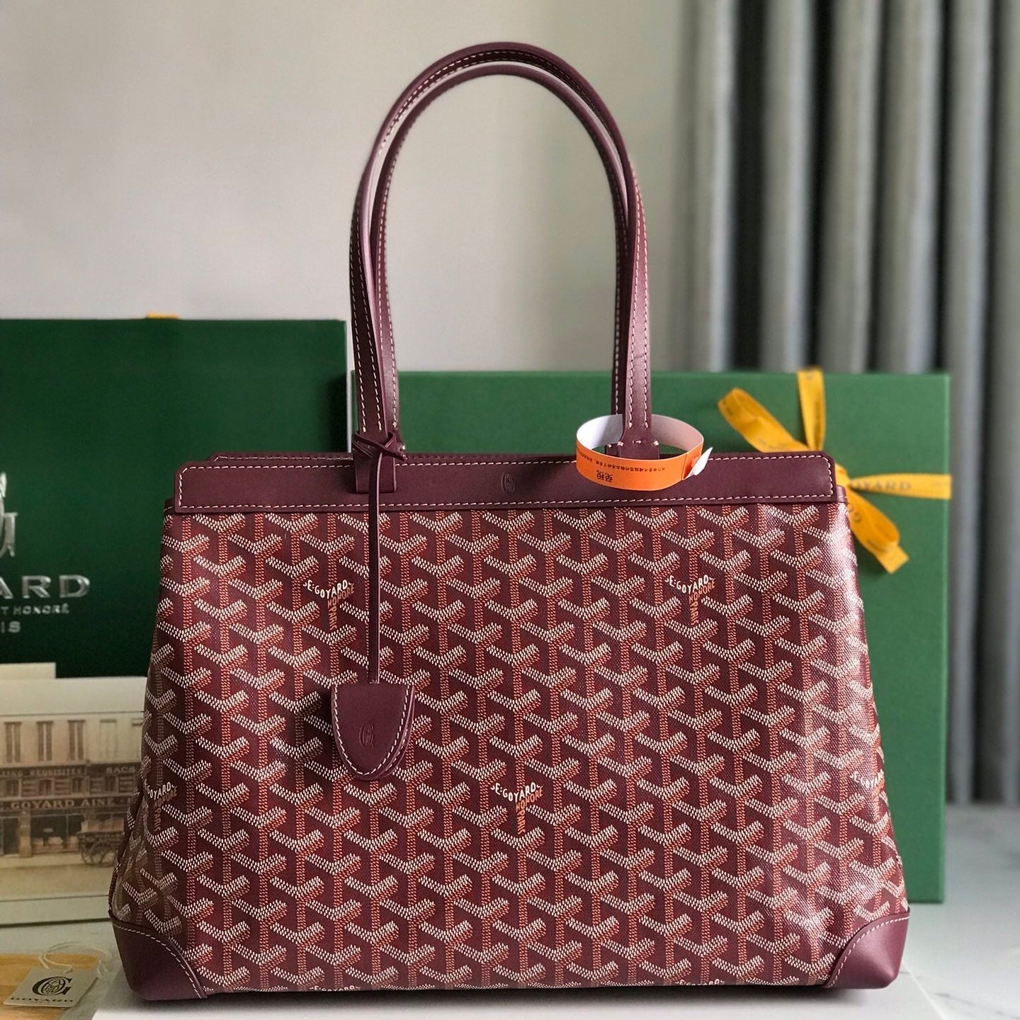 Goyard Bellechasse Biaude Pm Bag 36cm Wine Red Goyardine Canvas And Calfskin Trim