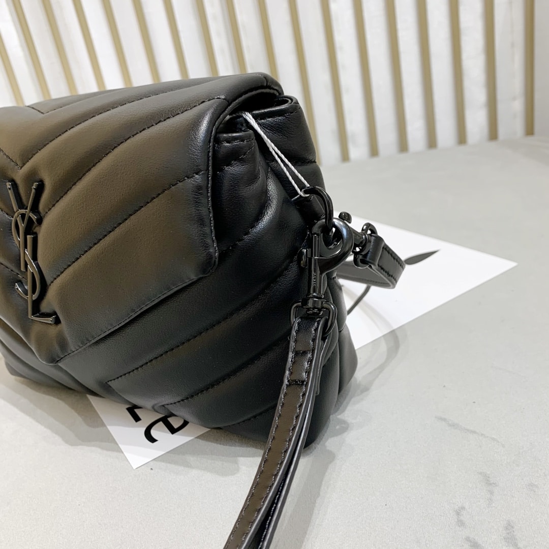 Saint Laurent Loulou Toy Strap Bag In Quilted Y Leather With Black Hardware