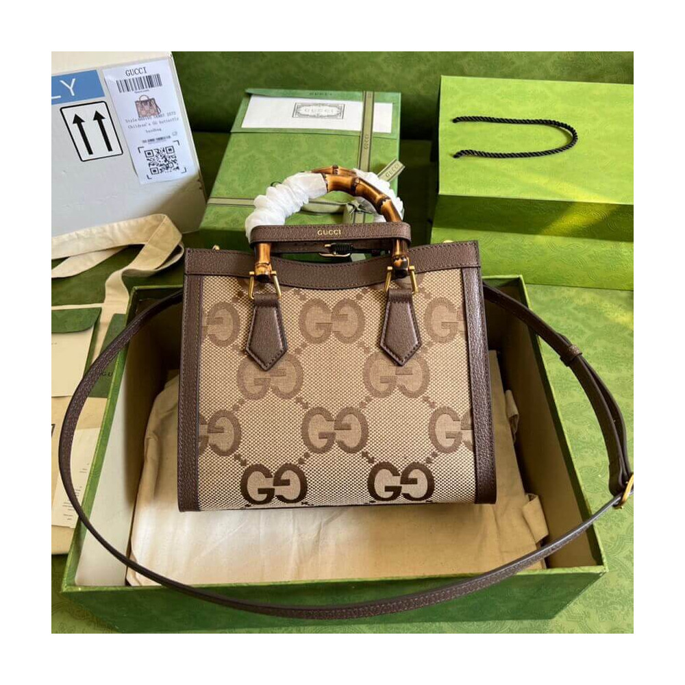 Gucci Diana Jumbo GG Small Tote Bag Brown 27cm