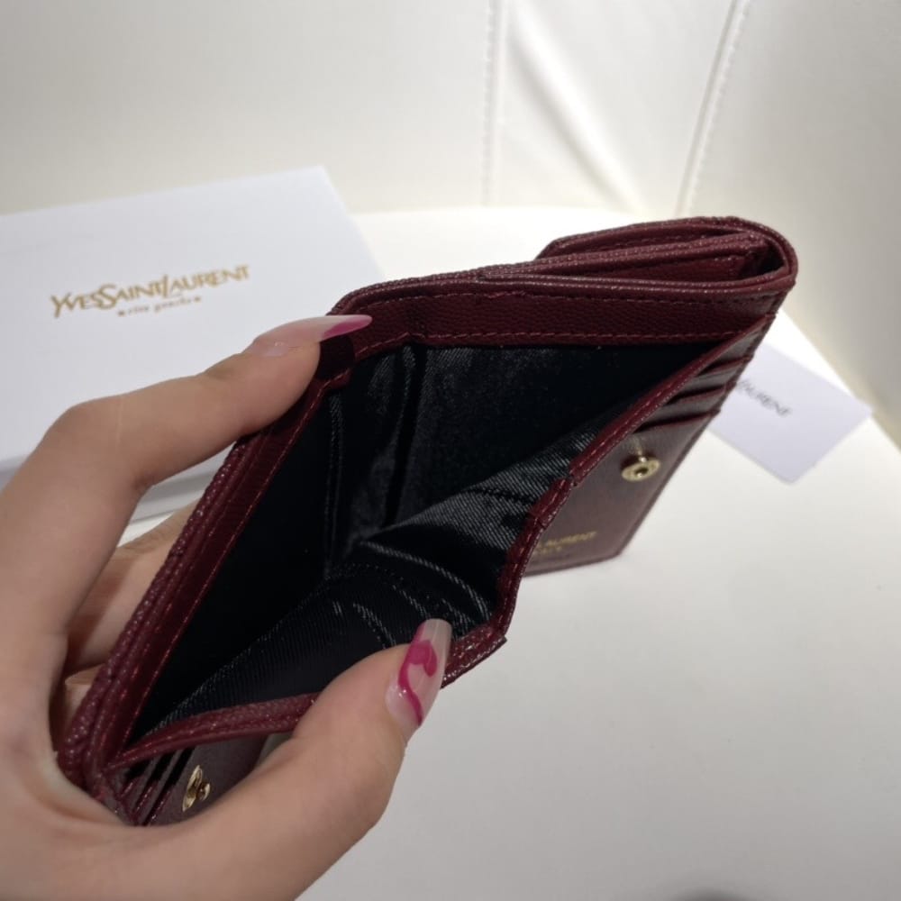 Saint Laurent Cassandre Matelasse Small Envelope Wallet In Grain De Poudre Leather 11Cm