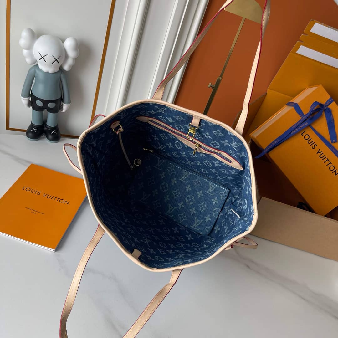 Louis Vuitton Neverfull MM Bag Denim Blue 31Cm M13192
