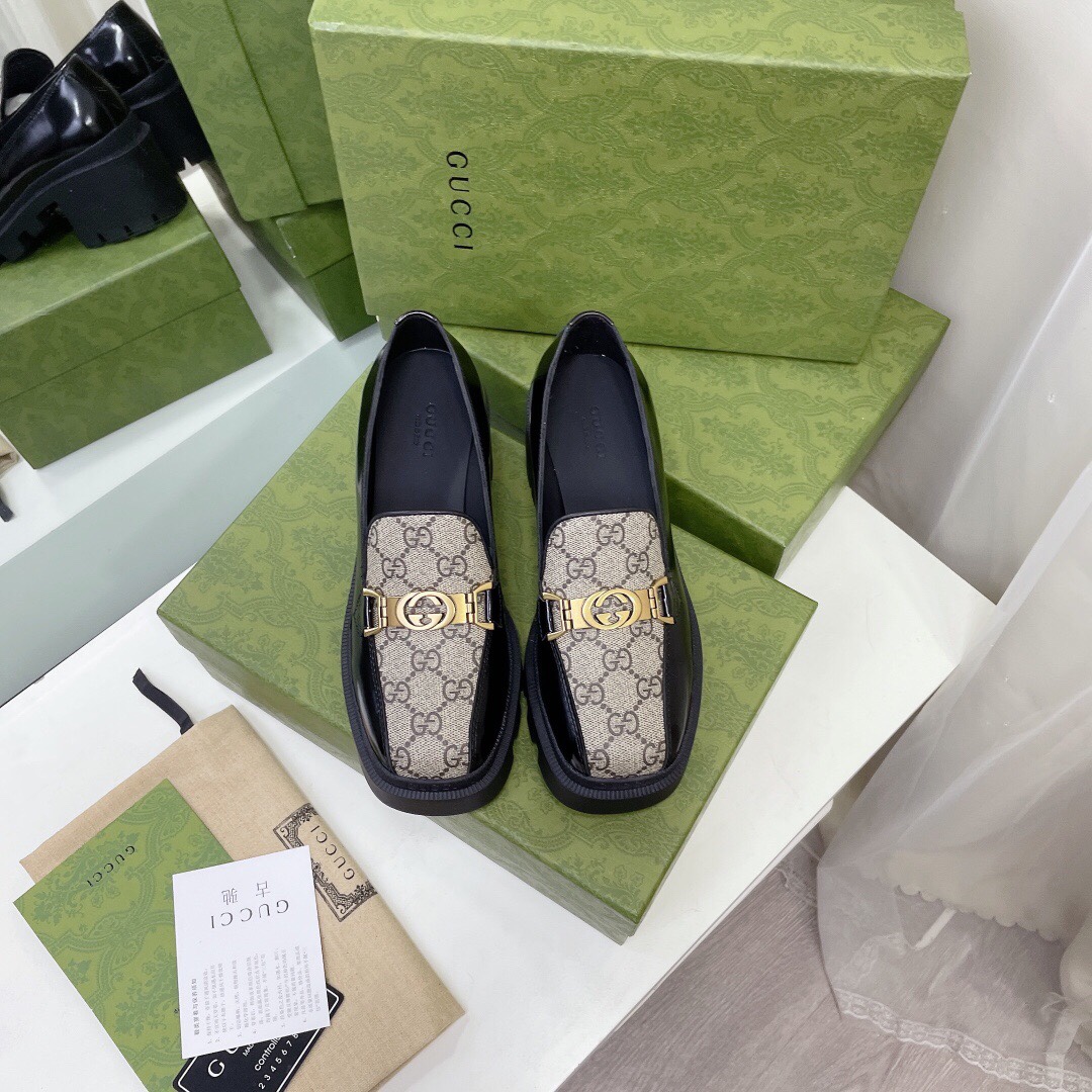 Gucci Ladies Interlocking Double G Loafers 670417 Dksm0 1063