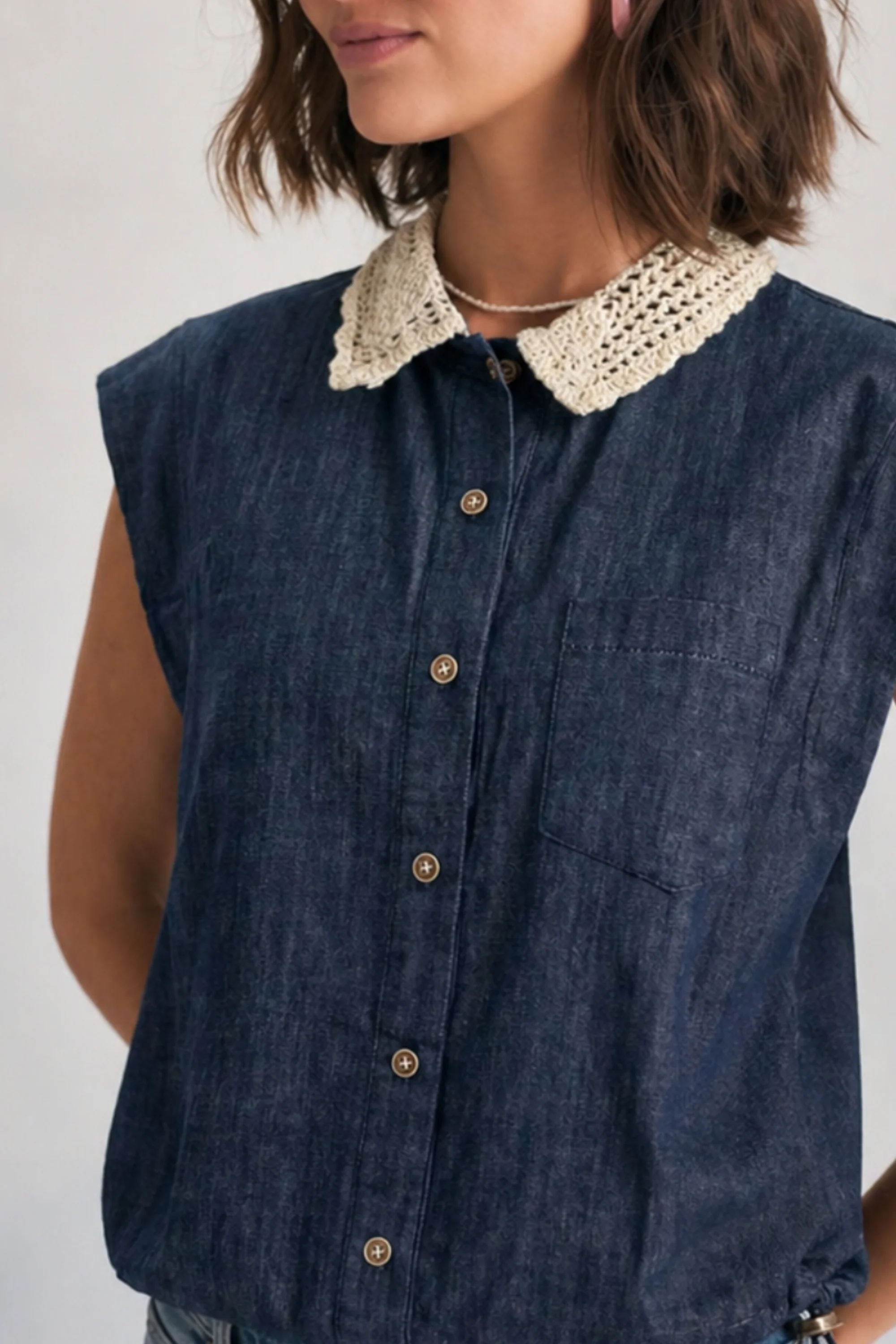 Denim Crochet Shirt