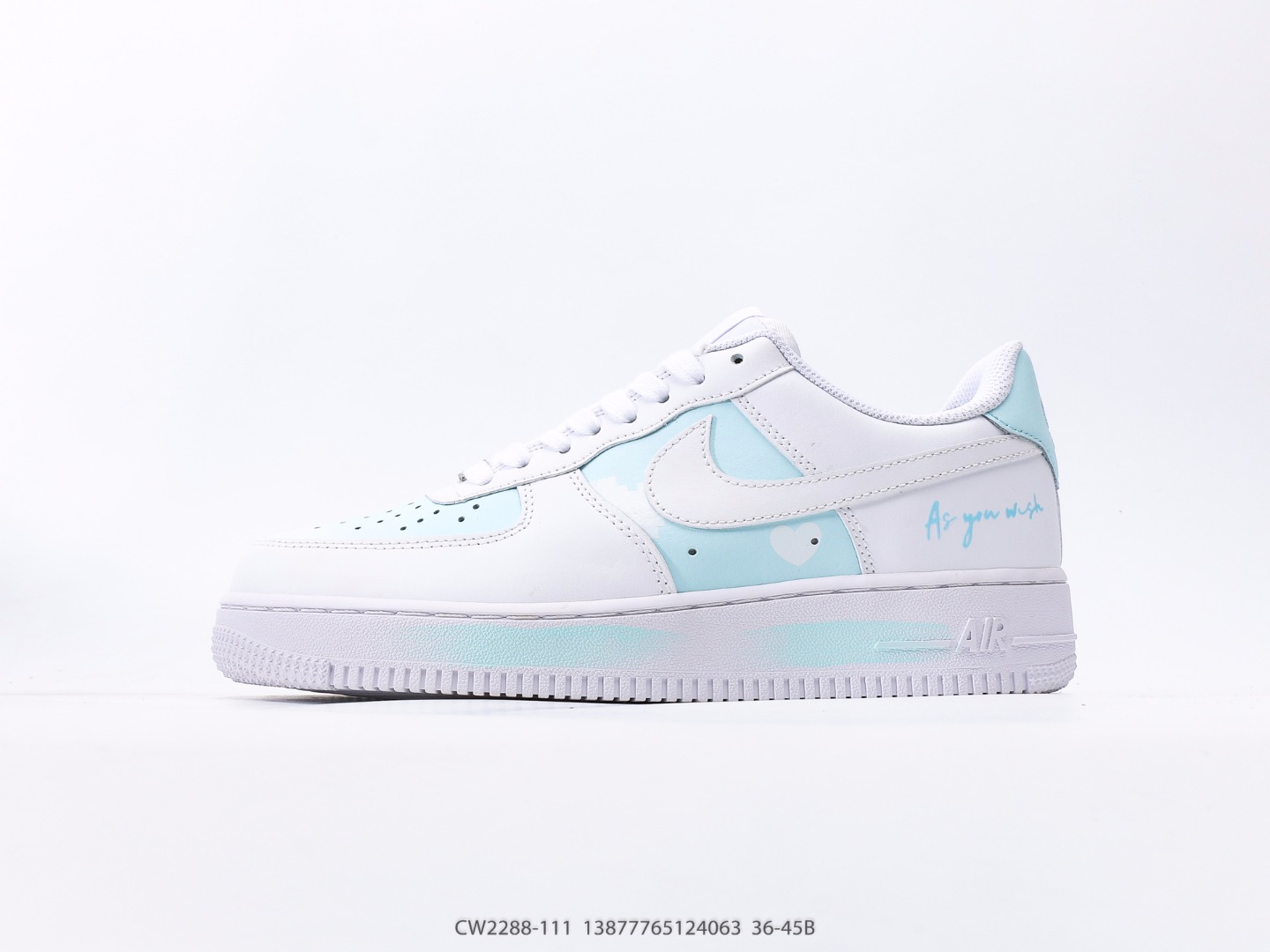 Nike Air Force 1 Low Light Blue Heart Custom