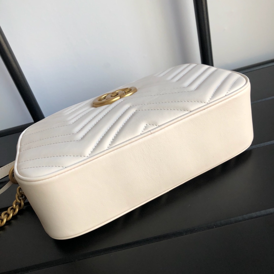 Gucci GG Marmont Small Matelassé Camera Bag White 24cm 447632 DTD1T 9022