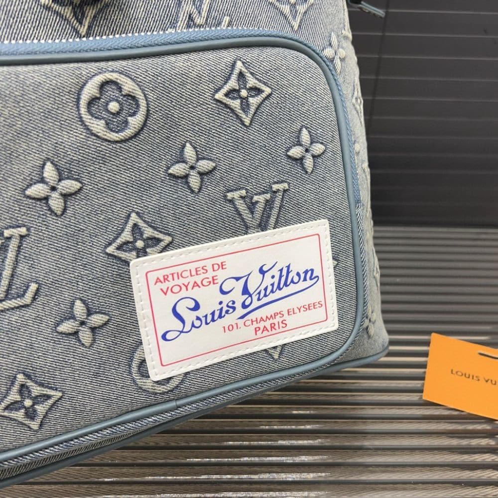 Louis Vuitton Montsouris Backpack Monogram Wash Denim Blue 40Cm M22534