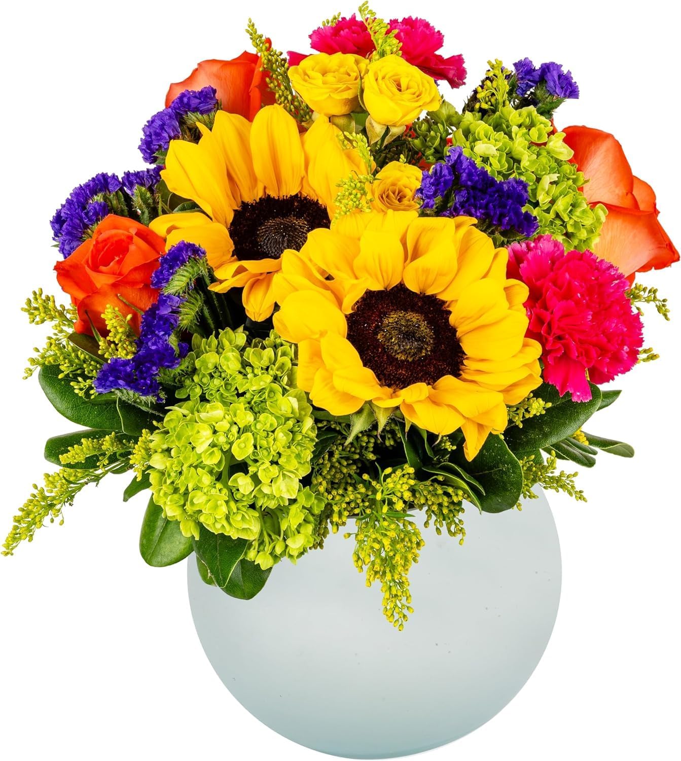 Hugs & Kisses in Opal Vase | Yellow, Orange | Arabella Bouquets | Real Fresh Flowers for Delivery, Gift for Birthday, Congratulations, Anniversary, Thank You, Valentine's Day