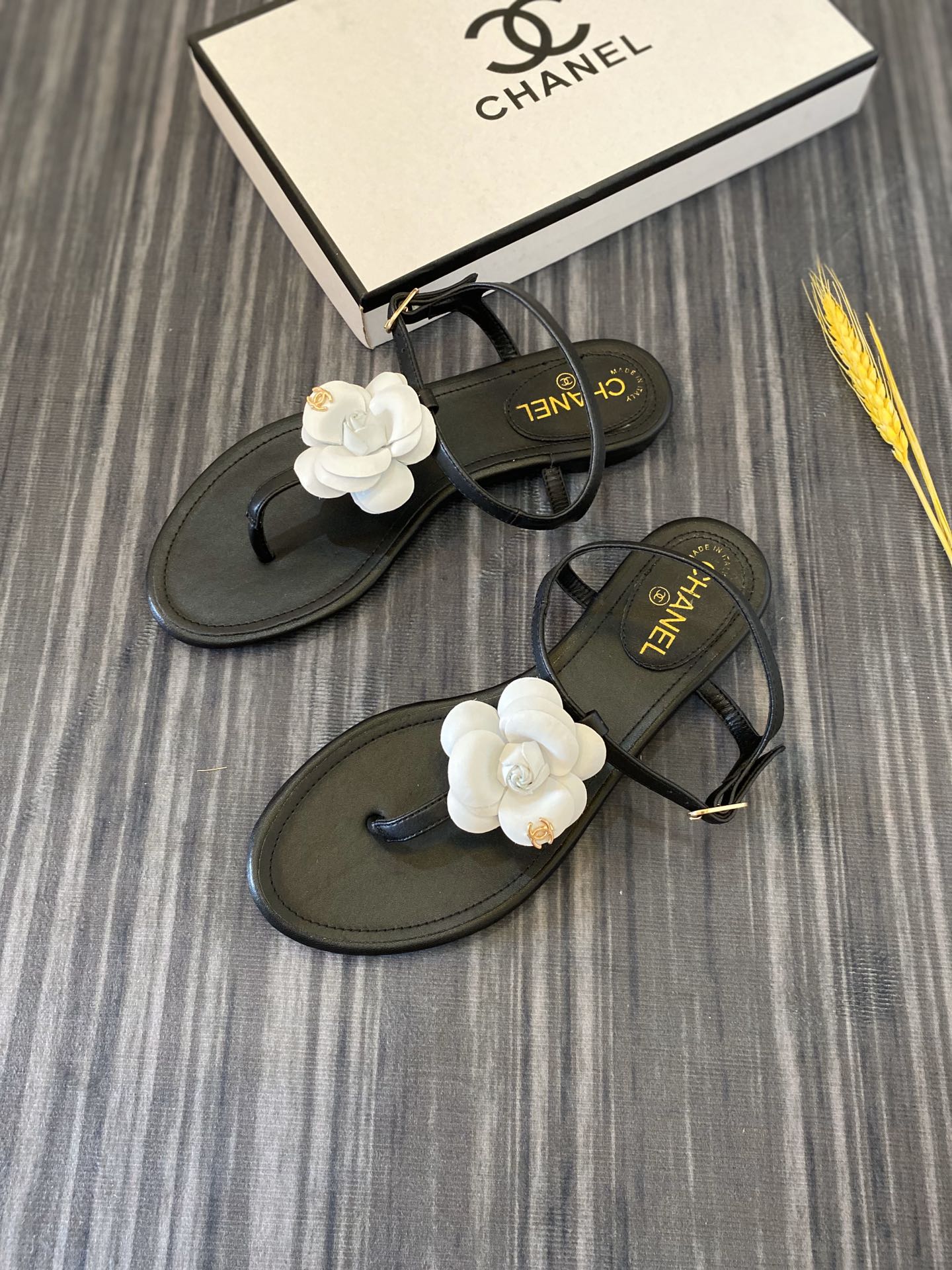 Chanel Jelly White Rubber Camellia Cc Logo Sandals Black