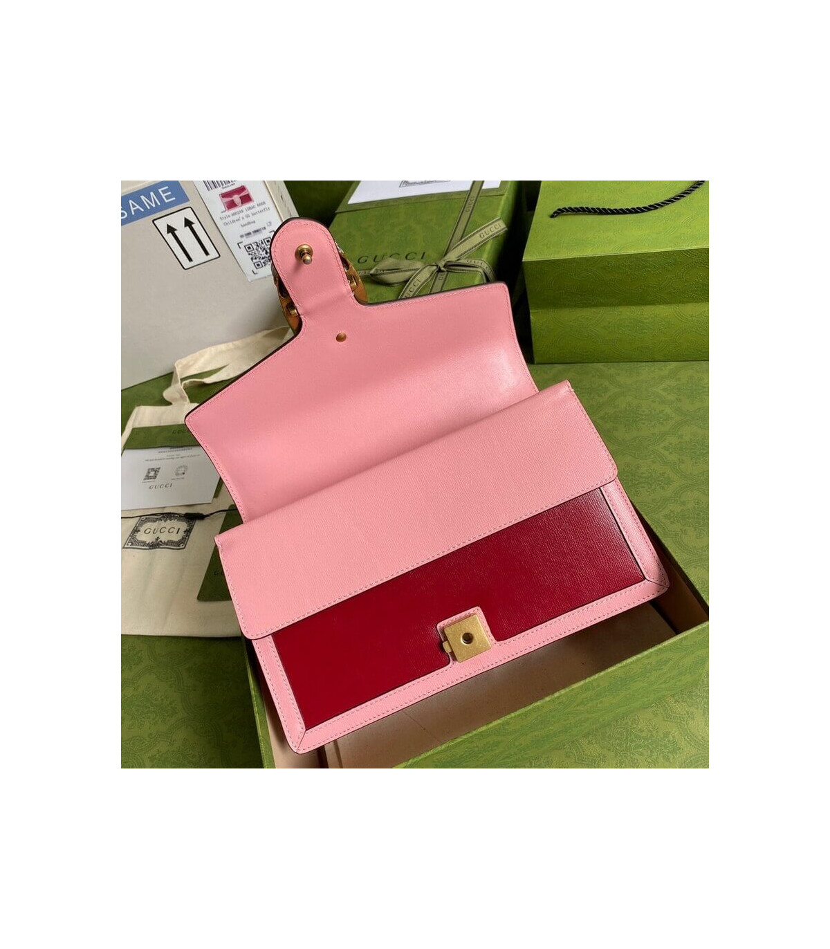 Gucci Dionysus Small Shoulder Bag Red and Pink Leather