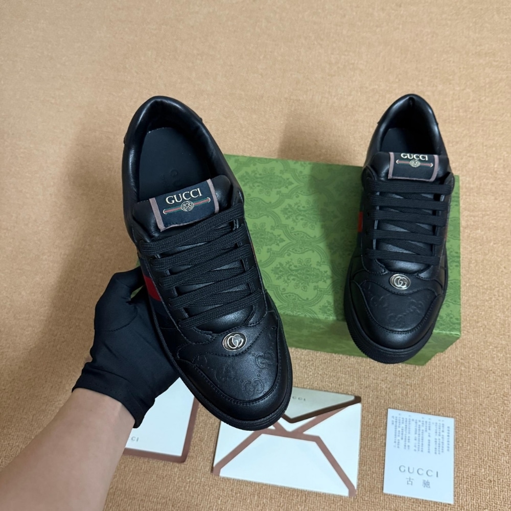 Gucci Men Screener Sneaker Black Leather 798785 AADU0 1074