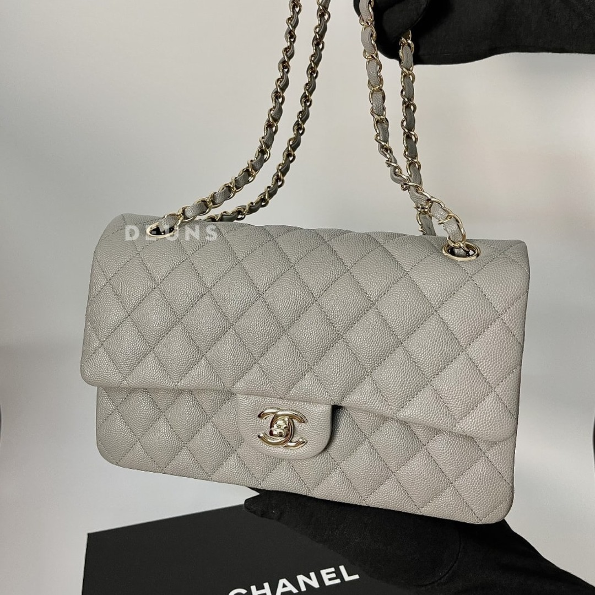 Chanel Classic Flap Bag 25 cm Grey Silver- Tone Hardware A01112