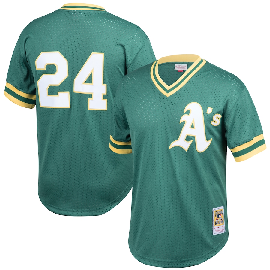 Rickey Henderson Oakland Athletics Mitchell&Ness Cooperstown Collection Big&Tall Mesh Batting Practice Jersey Green