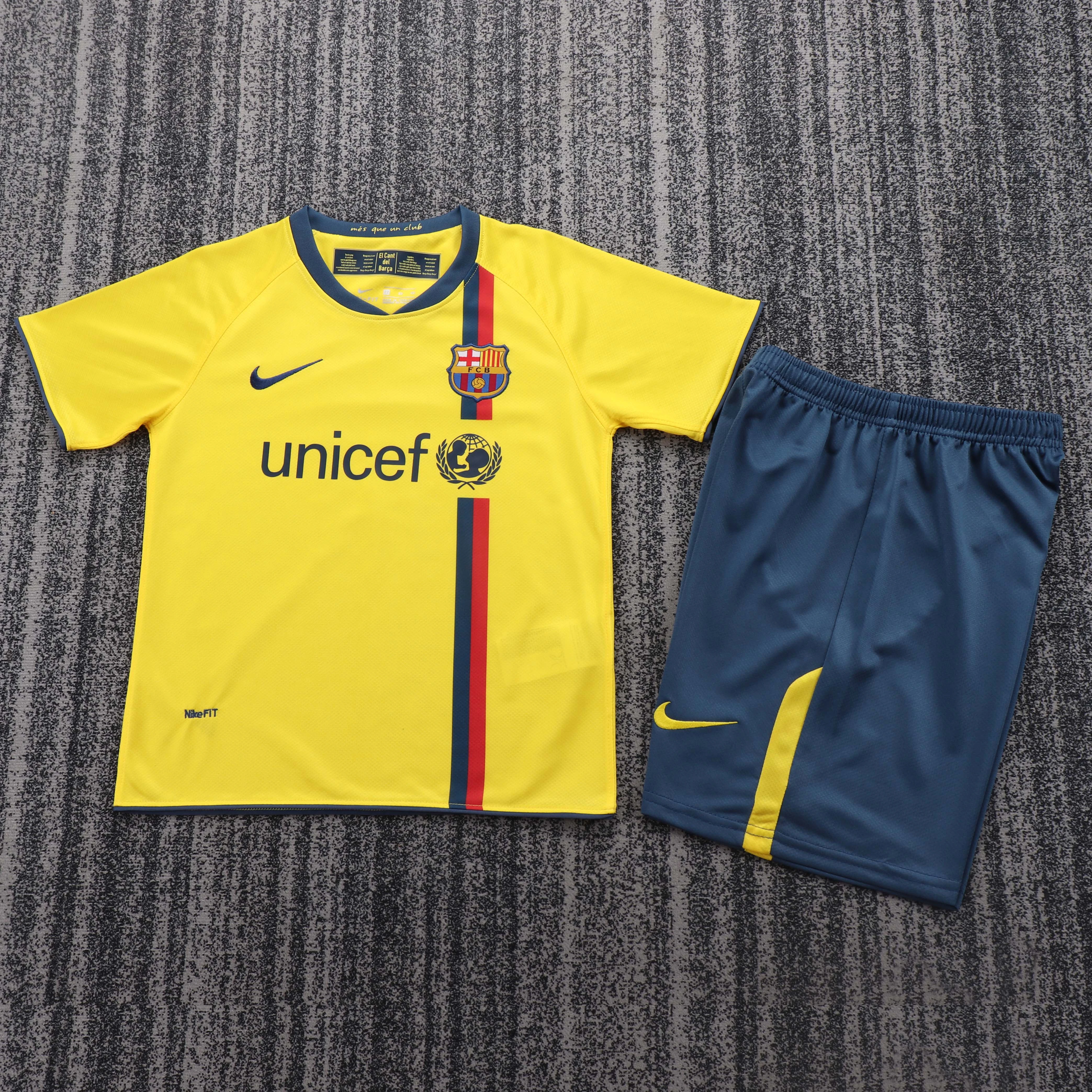 Retro Kids 2008-09 Kids Barcelona Away Football jersey retro