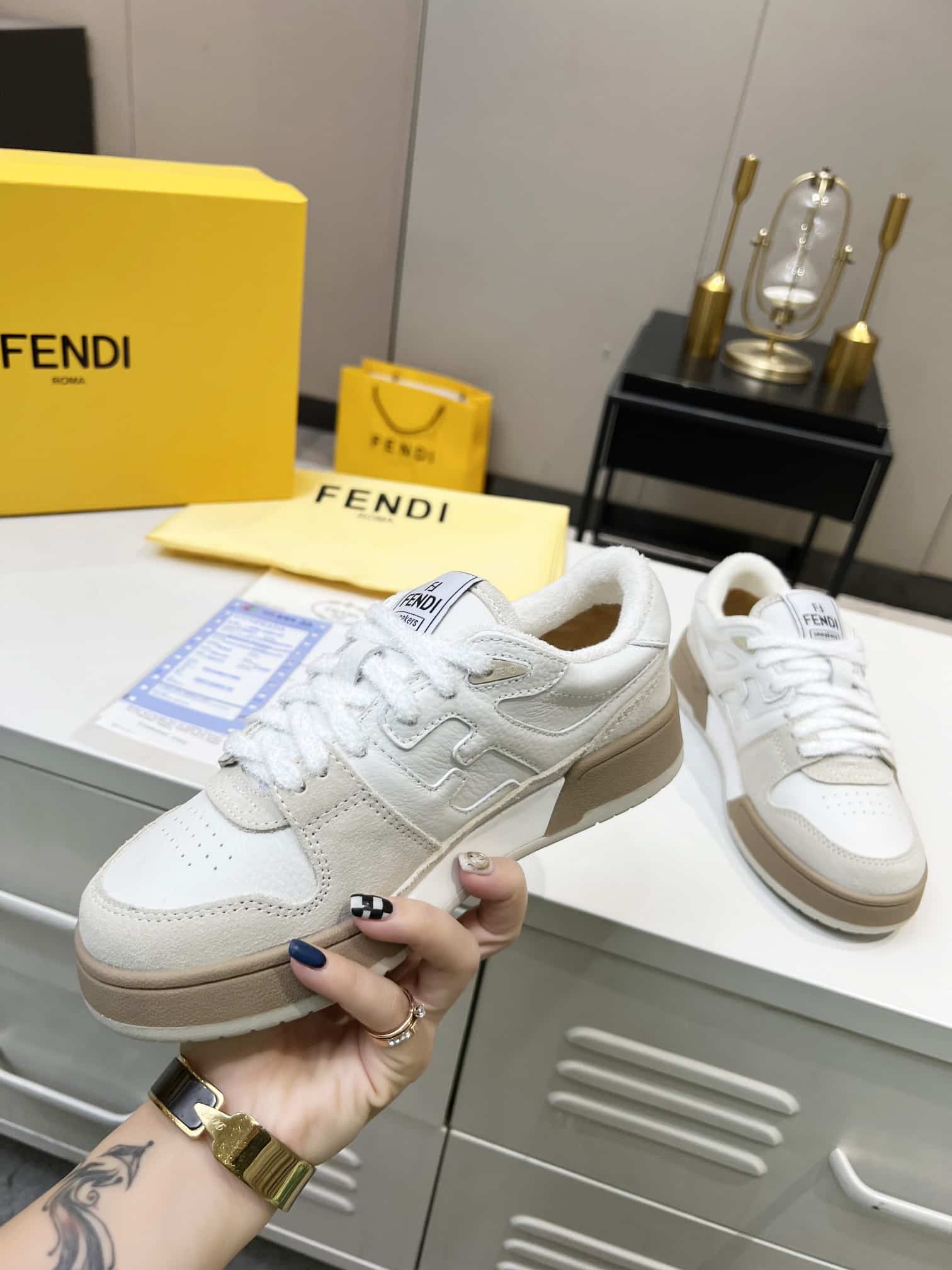 Fendi Match Suede Low Tops White 8E8252Ahh2F1Fhs