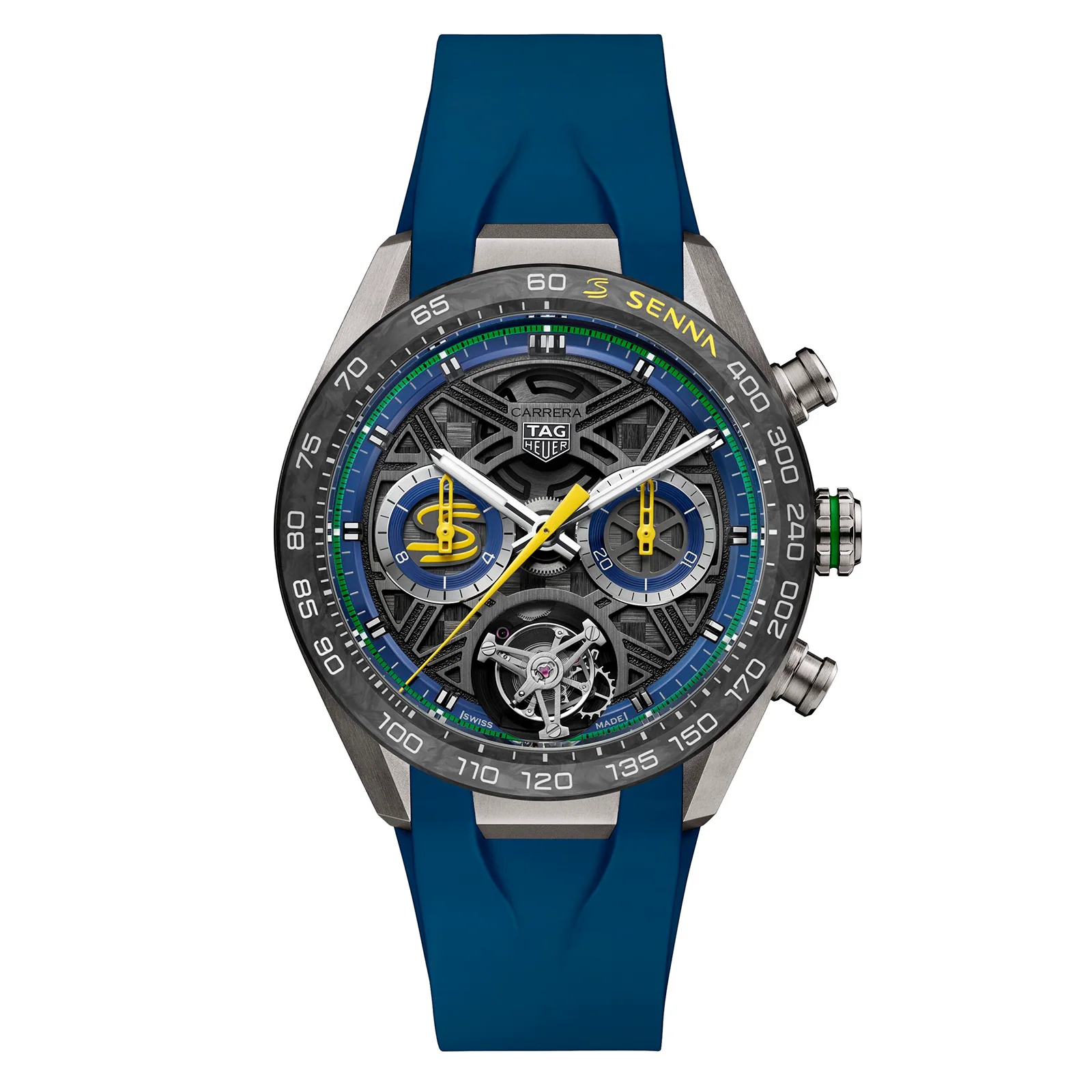 TAG Heuer Carerra Chronograph Tourbillon Extreme Sport X Senna 44mm Limited Editon Mens Watch Blue CBU5081.FT6274