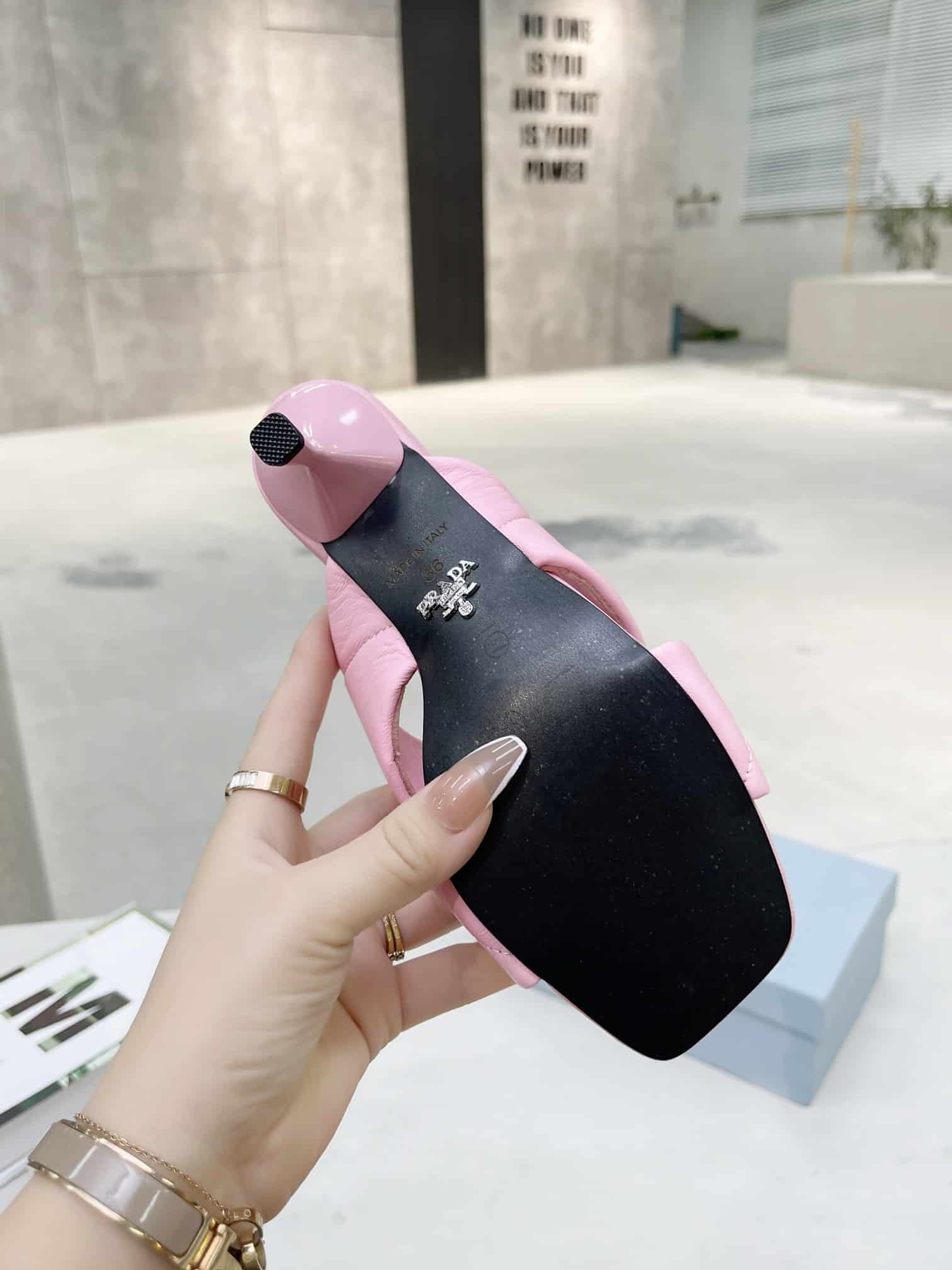 Prada Quilted Leather Mule Pink