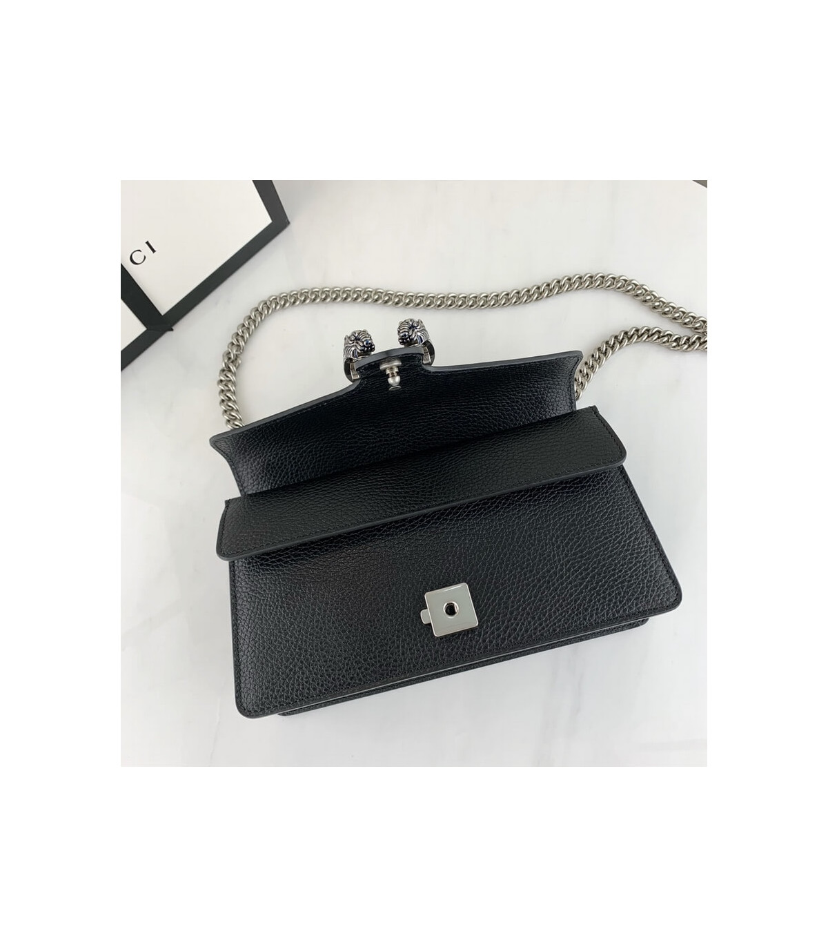 Gucci Dionysus Small Shoulder Bag in Black Leather