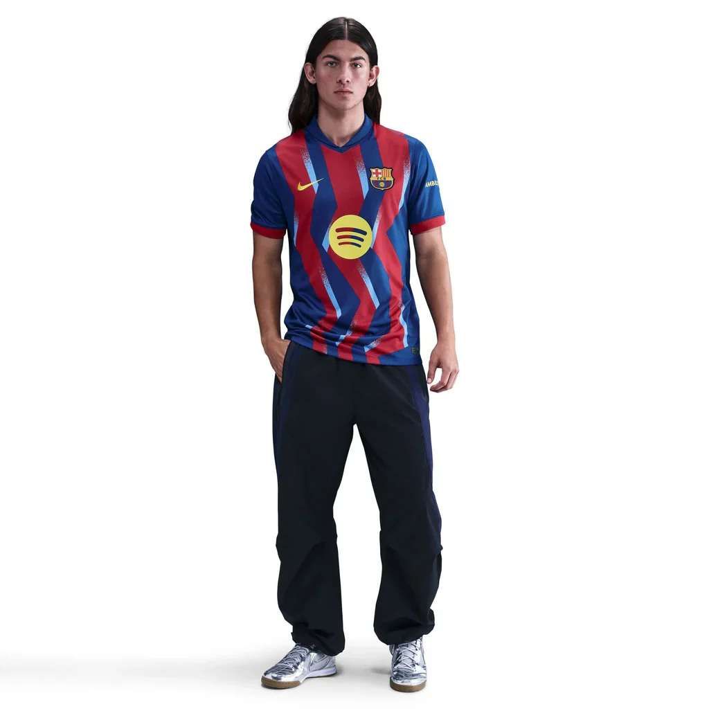 Nike Men's FC Barcelona Pedri 4th Jersey 25/26 w/ La Liga Patches (Blue/Red/Yellow)