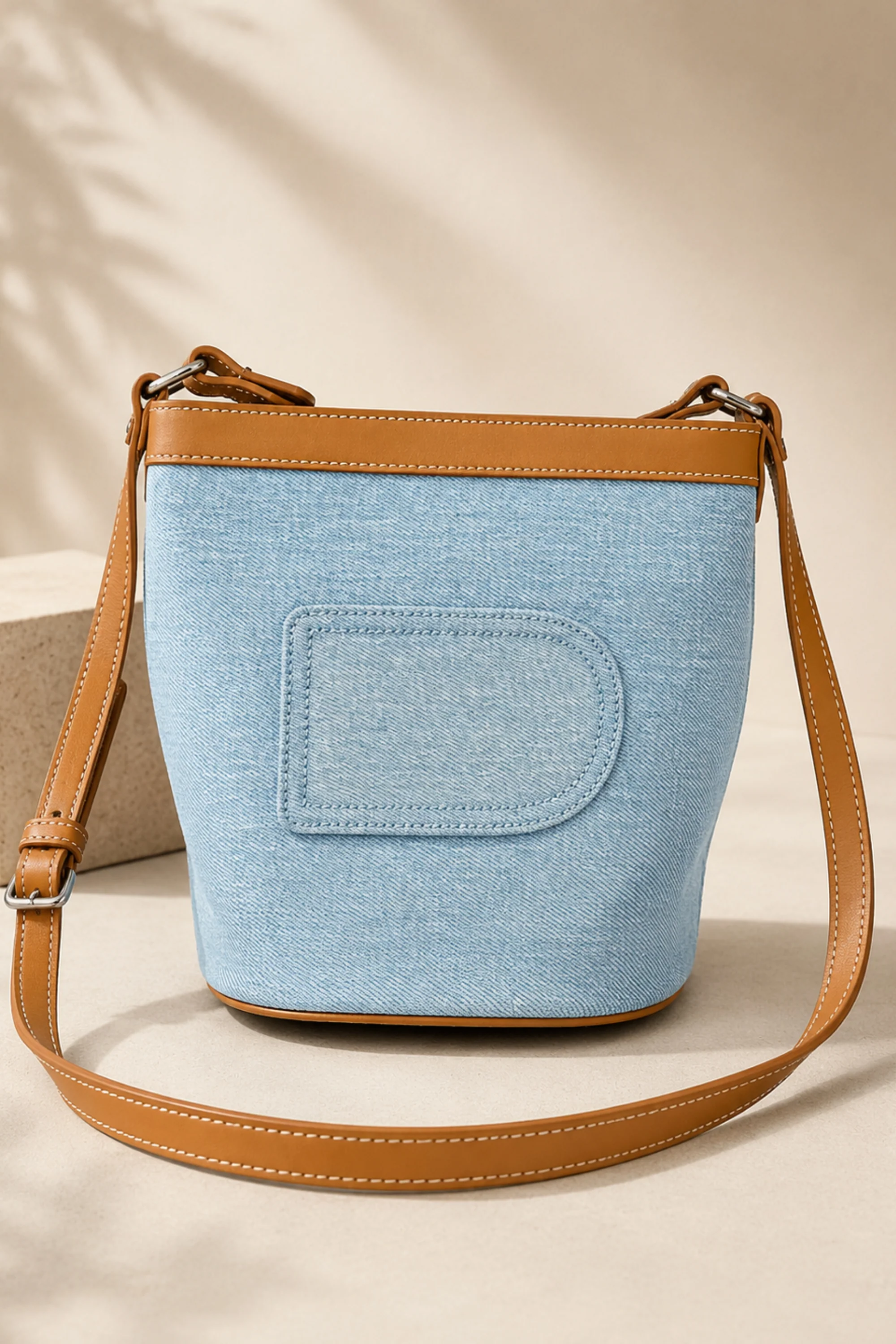 Light wash Denim Bucket Bag